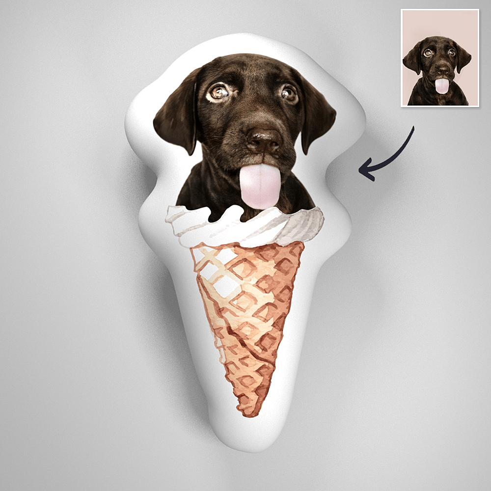 Ice Cream Dog 3D Portrait Personalized Pillow