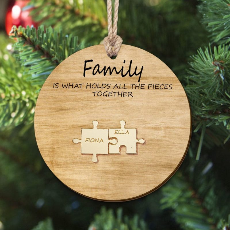 Custom Family Name Puzzle Christmas Ornament Personalized Wooden Ornament Christmas Gifts