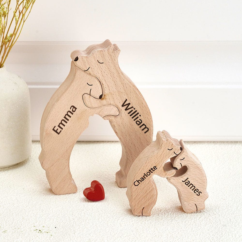 Valentine's Day Gifts Wooden Bears Family Customized Names Puzzle Home Decor - Image 2