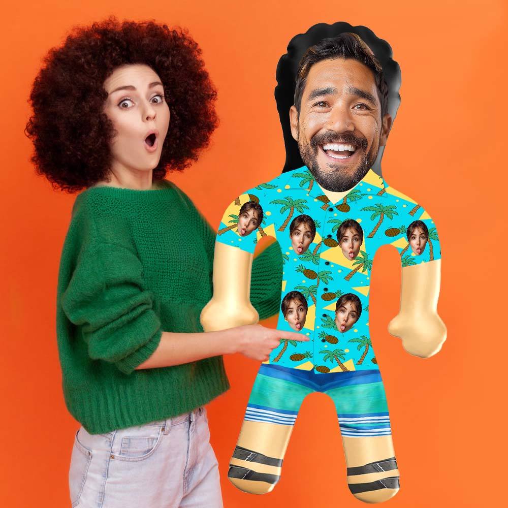 Personalized Blow Up Dolls Hawaiian Shirt Coconut Tree and Pineapple Funny Inflatable Man Printed Face for Party Favors