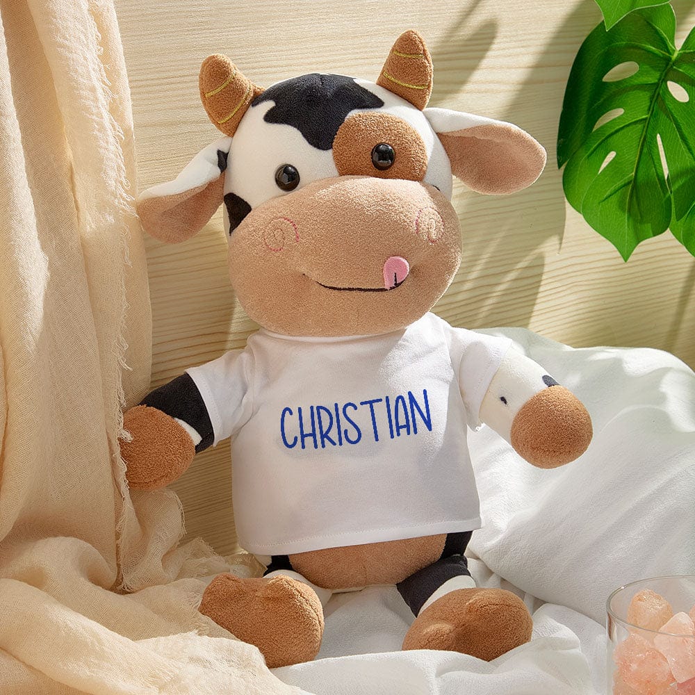 Personalized Cow Plush Stuffed Toy with Custom Text Gift for Baby Shower - Image 2