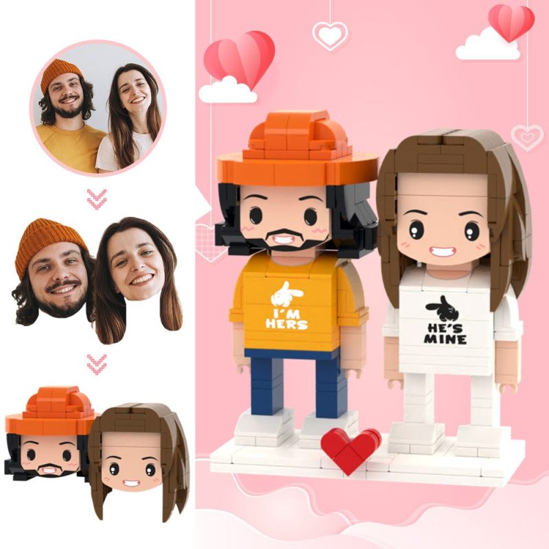Valentine’s Day Gifts Custom Head 2 People Cute Brick Figures Couple’s Brick Figures