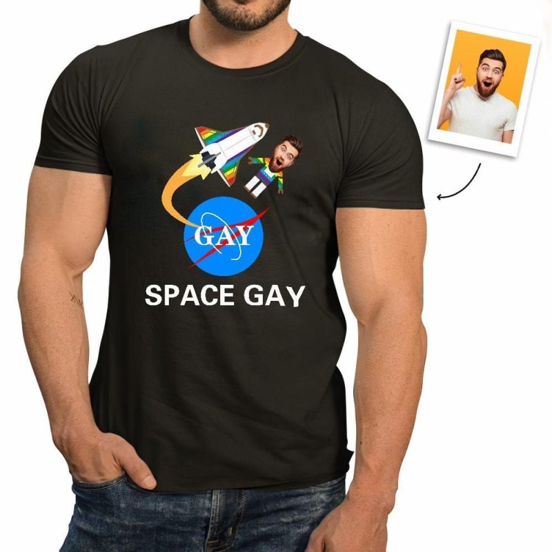 Custom LGBT T-Shirt Space Gay T-shirt Gifts For Gay Couples