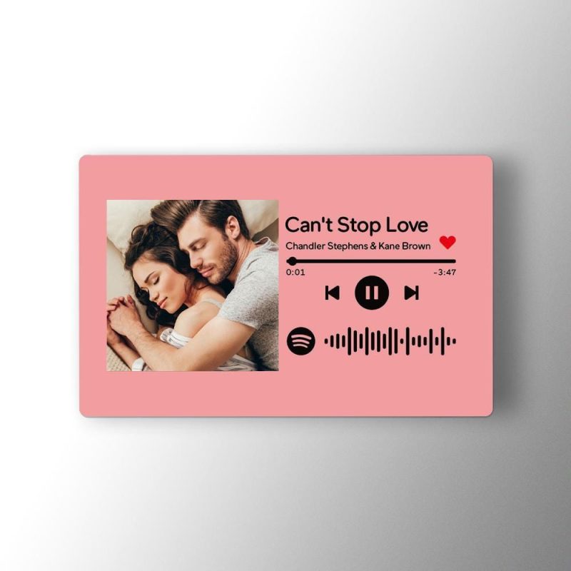 Custom Spotify Music Code Wallet Card Personalized Message Card Pink