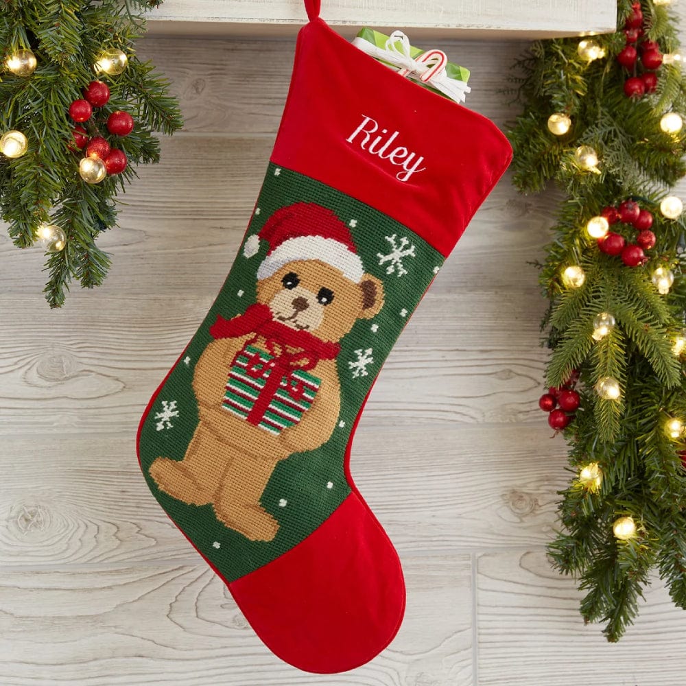 Custom Name Christmas Stockings Christmas Gifts for Little Girls-Teddy Bear
