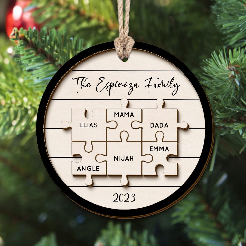 Custom Family Name Puzzle Christmas Ornament Personalized Wooden Christmas Tree Ornament Gifts