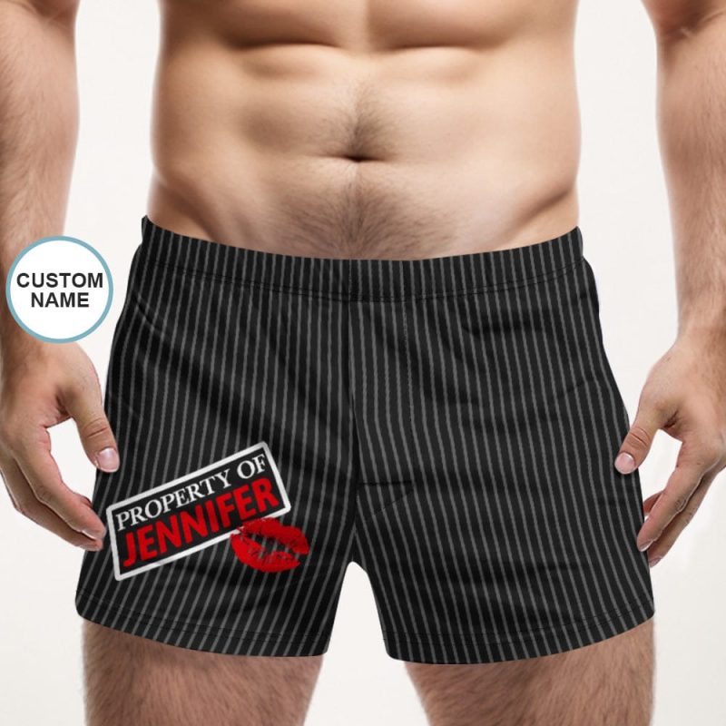 Custom Name Multicolor Striped Print Boxer Shorts Personalized Casual Underwear Gift for Him