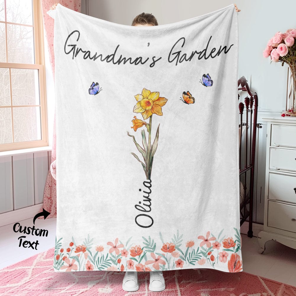 Personalized Grandma Mommy Garden Blanket Custom Birth Month Flower Blanket Warm Gift For Mom - Image 4