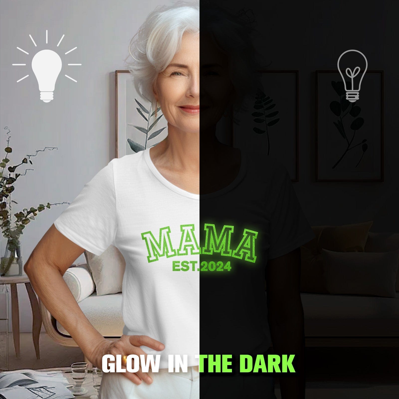 Custom Mama T-shirt Glow-in-the-dark T-shirt Mother's Day gift - Image 4
