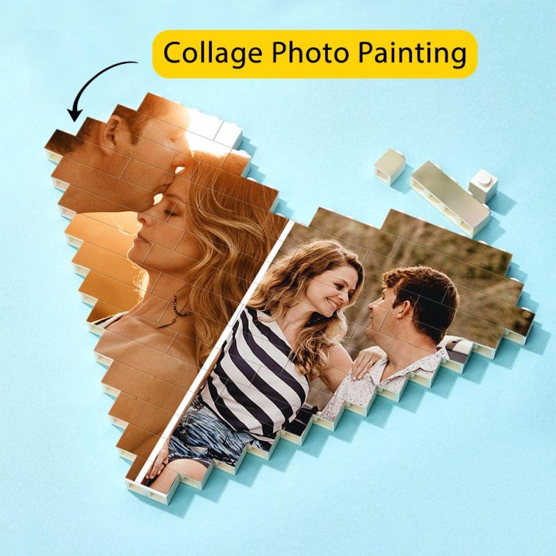 Gifts For Lover Custom Multiphoto Building Brick Personalized Photo Block Heart Shaped