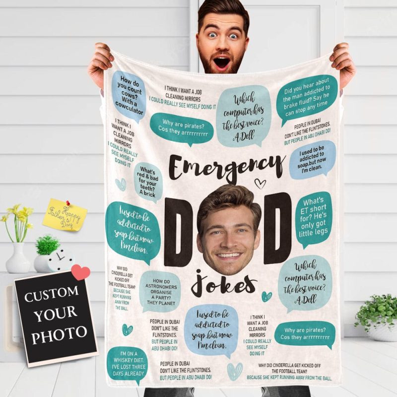 Custom Face Blanket Fathers Day Blanket Gift for Dad