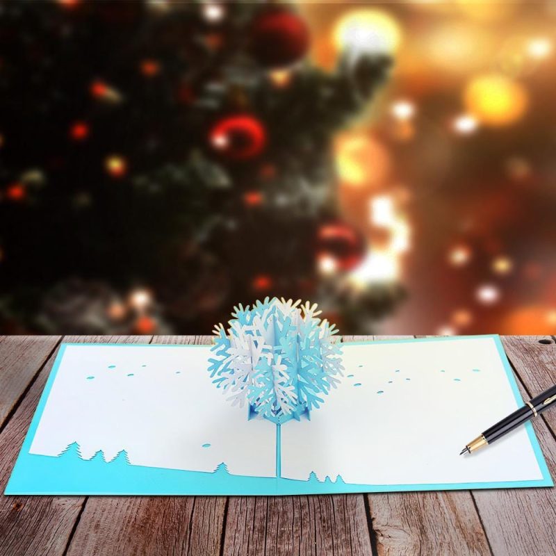 Happy New Year 3D Pop Up Greeting Card Snowflakes