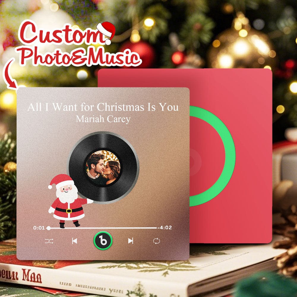 Custom Music Fridge Magnet Personalized Photo Colorful Santa Claus Fridge Magnet Music That Can Be Played Christmas Gift