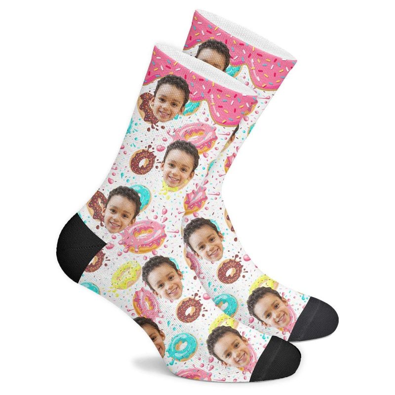 Personalized Gifts For Baby Girl Face Socks with Donut  Christmas Gift
