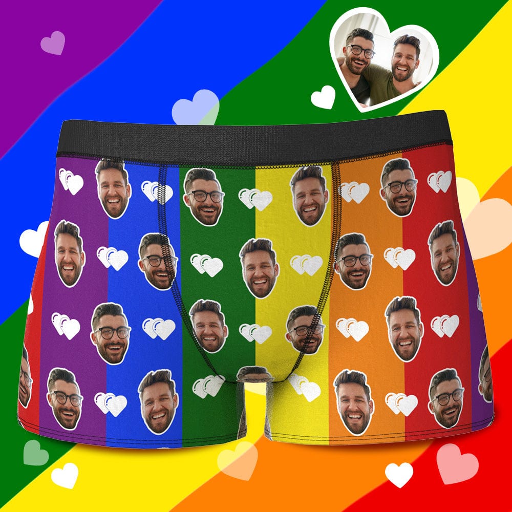 Birthday Gift For Boyfriend RainBow Face Boxer Shorts