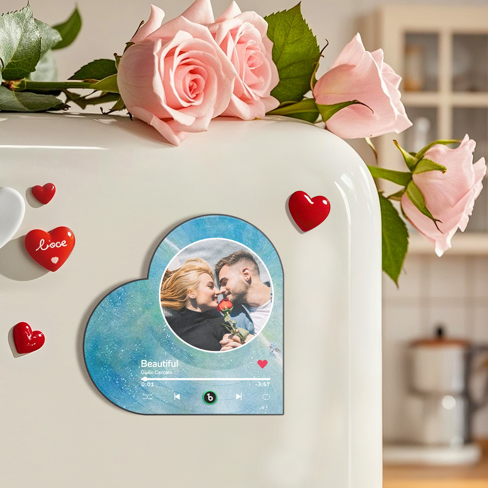Custom Music Fridge Magnet Custom Heart Frame Album Fridge Magnet Music Wall Photo Sticker - Image 2