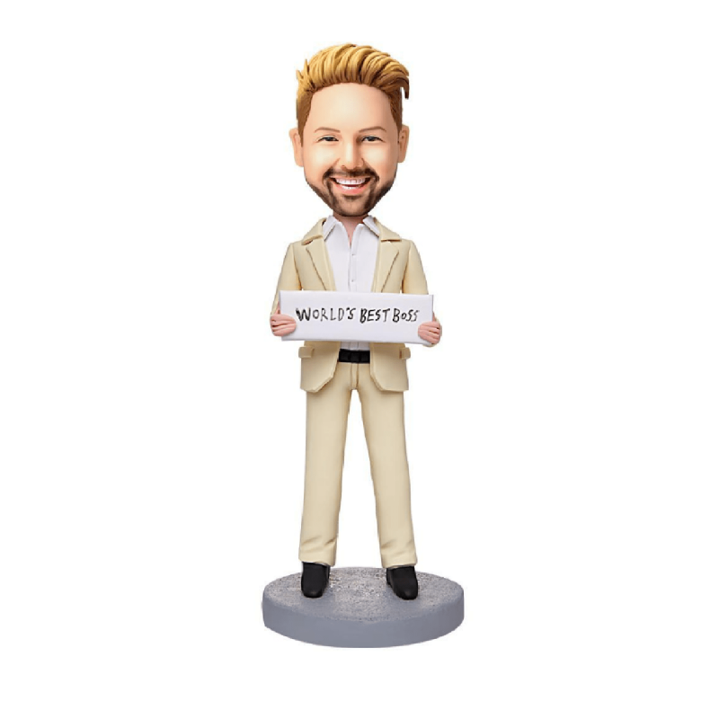Personalized World’s Best Boss Businessman Bobbleheads With Engraved Text