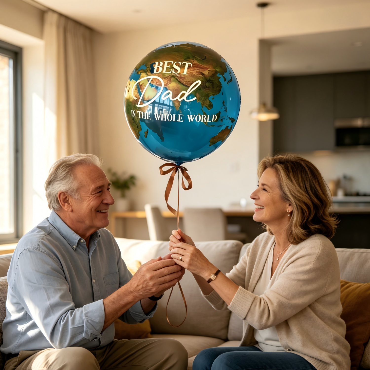 Best Dad In The Whole World Balloon Personalized Earth-Shaped Balloon Set Father's Day Gift for Dad or for Grandpa - Image 2
