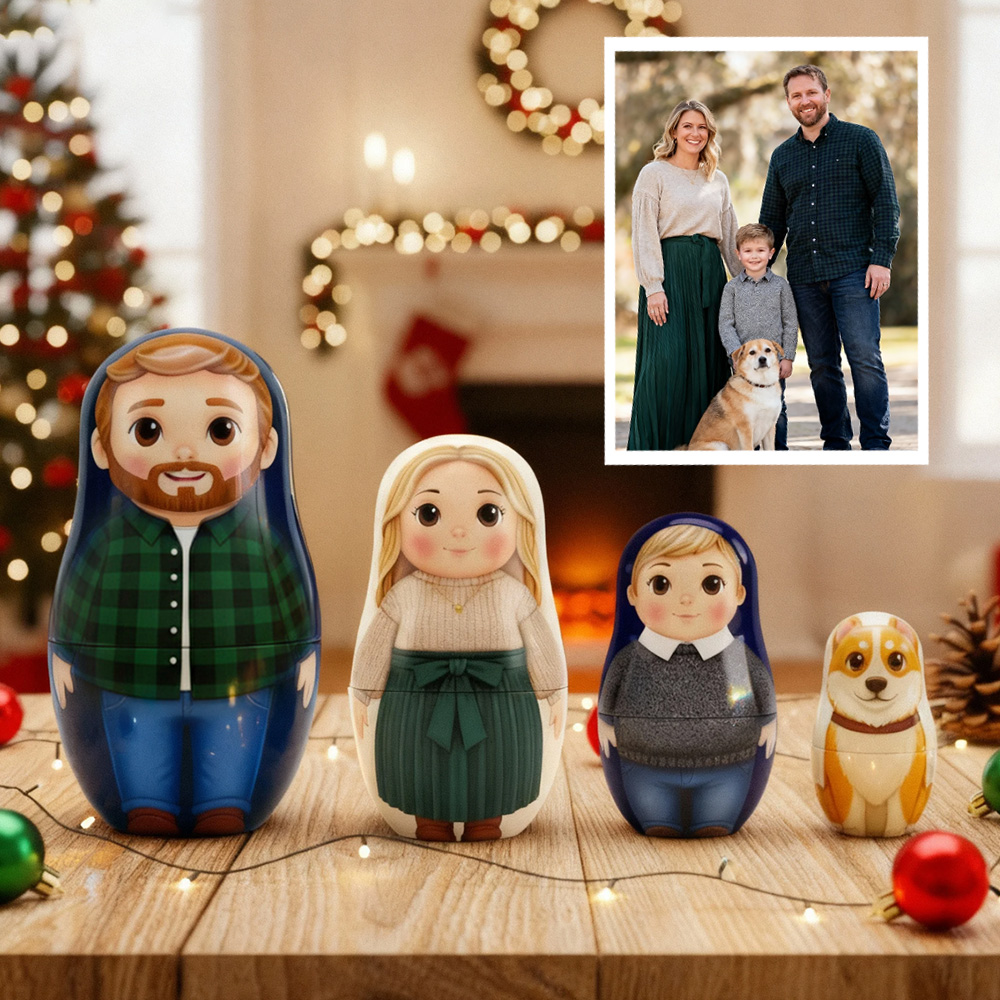 Custom Cartoon Photo Nesting Dolls Personalized Nesting Dolls with Custom Text Heart-Shaped Jigsaw Puzzle Photo Perfect Gifts for Couples - soufeeluk - Image 5