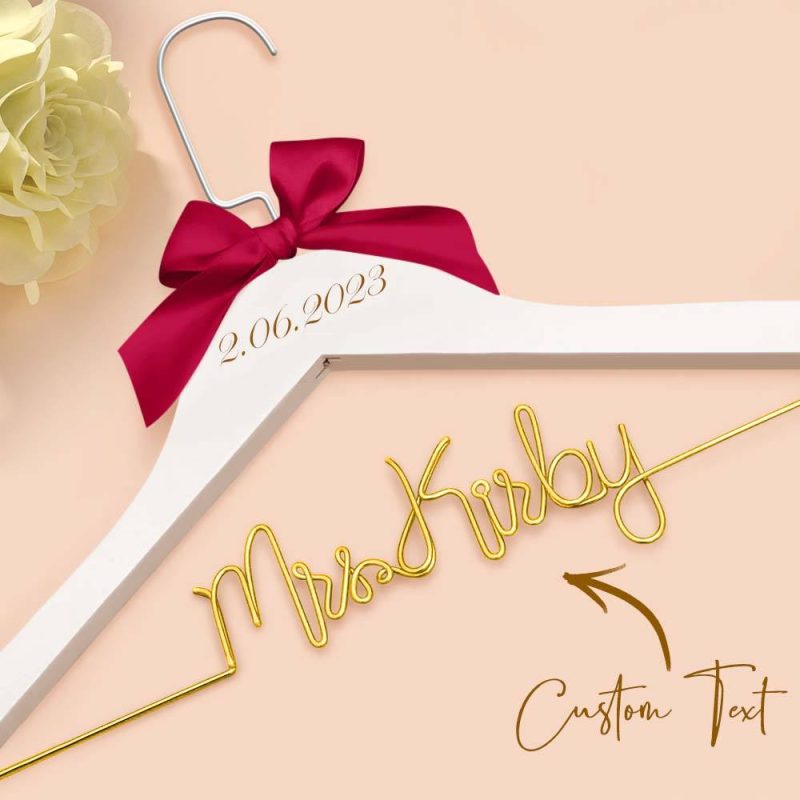 Custom Bridal Hanger Wedding Name Hanger, Personalized Wedding Hanger Dress Hanger Wedding Gifts