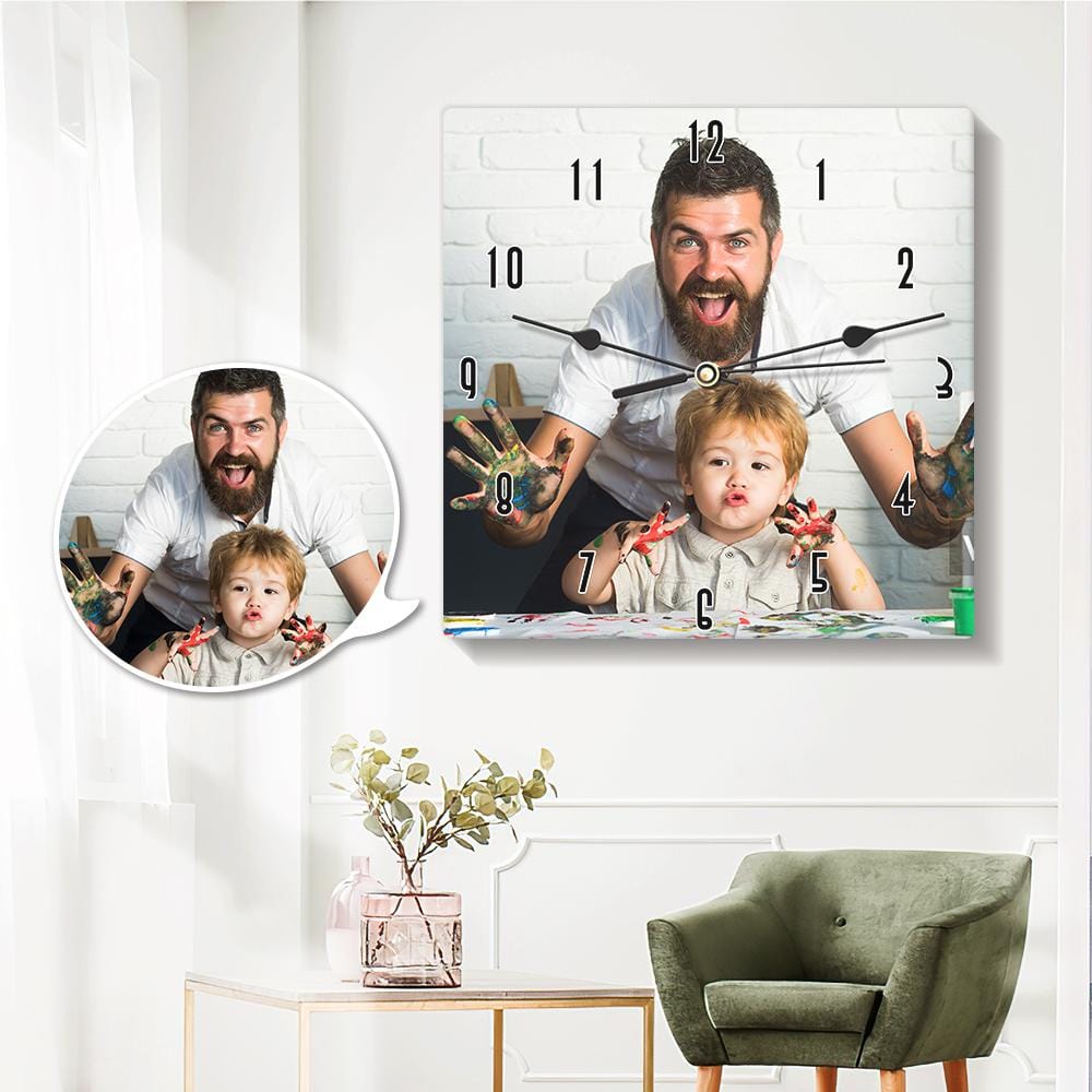 Custom Picture Clock Personalized Wall Clock Father's Day Gift for Dad - 20*20cm