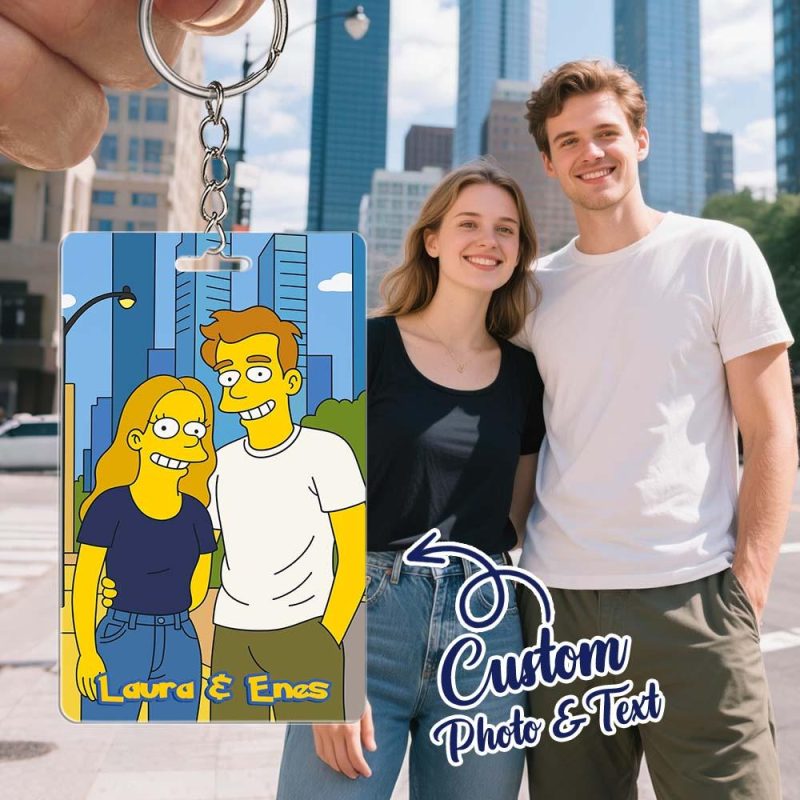 Custom Yellow Cartoon Style Keychain Perfect Gift Personalized Cartoon Gift with Photo & Text Acrylic Keychain GiftUS