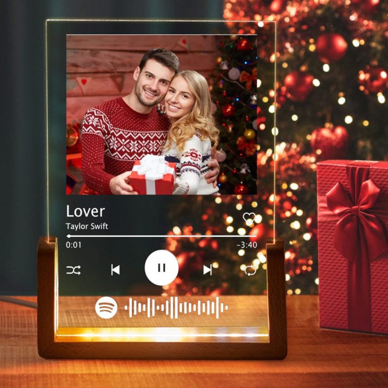 Personalized Christmas Gifts Photo Song Plaque Custom Spotify Plaque Night Light