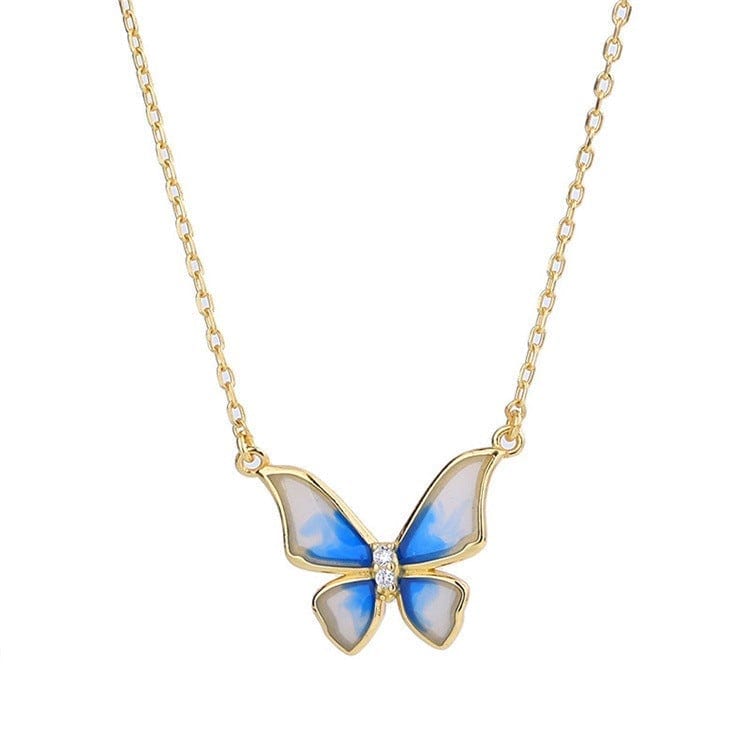Blue Gradient Butterfly Necklace Birthday Gifts Valentine’s Day Gift