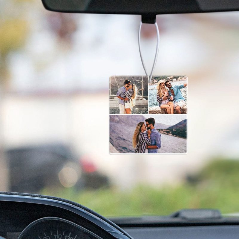 Custom Car Air Fresheners Collage Photo Rearview Mirror Ornament Air Freshener Gift for Men Women Friend