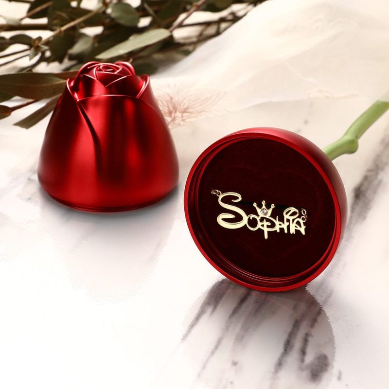 Rose flower Necklace Gift Box