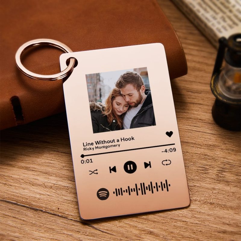 Photo Keychain With Music Code Personalised Keychain Gifts for Girlfriend