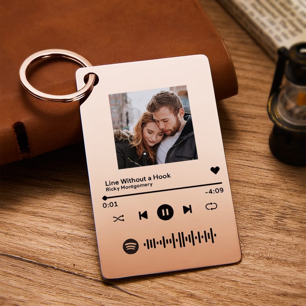 Photo Keychain With Music Code Personalised Keychain Gifts for Girlfriend