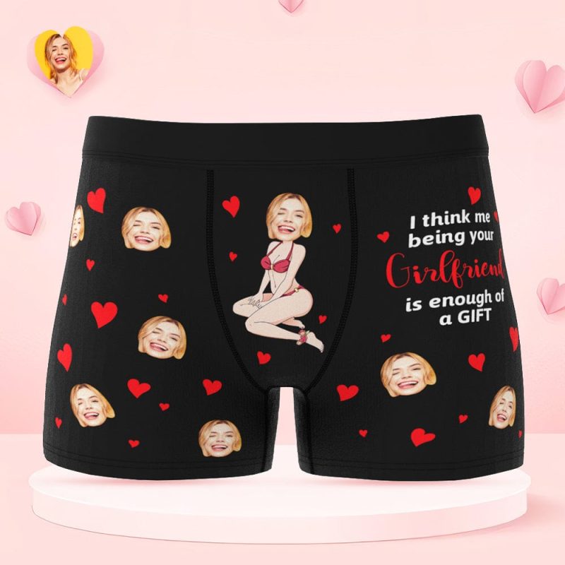Custom Face Boxer Briefs Personalized Underwear Gift for Boyfriend Happy Valentine’s Day