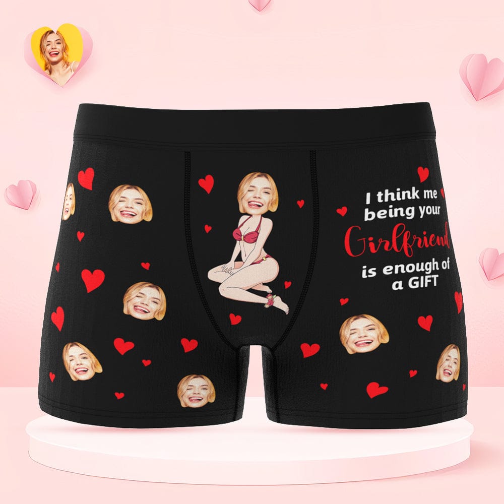 Custom Face Boxer Briefs Personalized Underwear Gift for Boyfriend Happy Valentine's Day