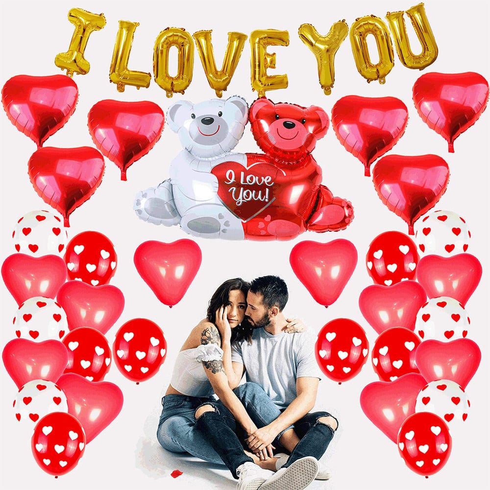 Love Balloons Kit Teddy Bears Balloon Set Decoration For Valentines Romantic Anniversary Wedding Party Decorations - Image 2
