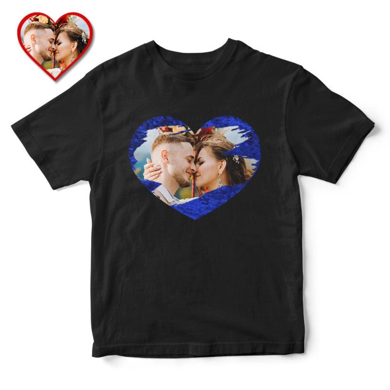 Custom Sequin T-Shirt Personalized Photo Sequin T-Shirt Valentine’s Day present