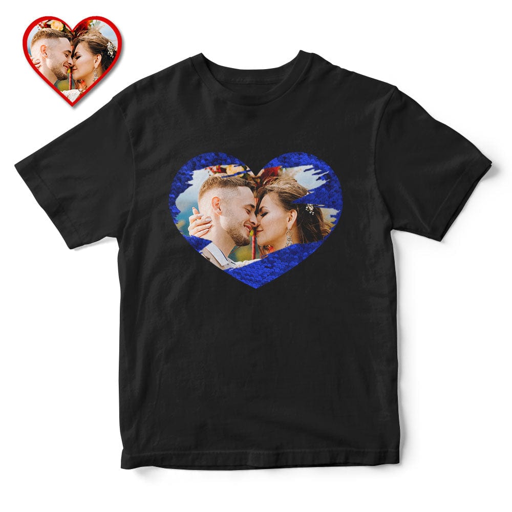Custom Sequin T-Shirt Personalized Photo Sequin T-Shirt Valentine's Day present