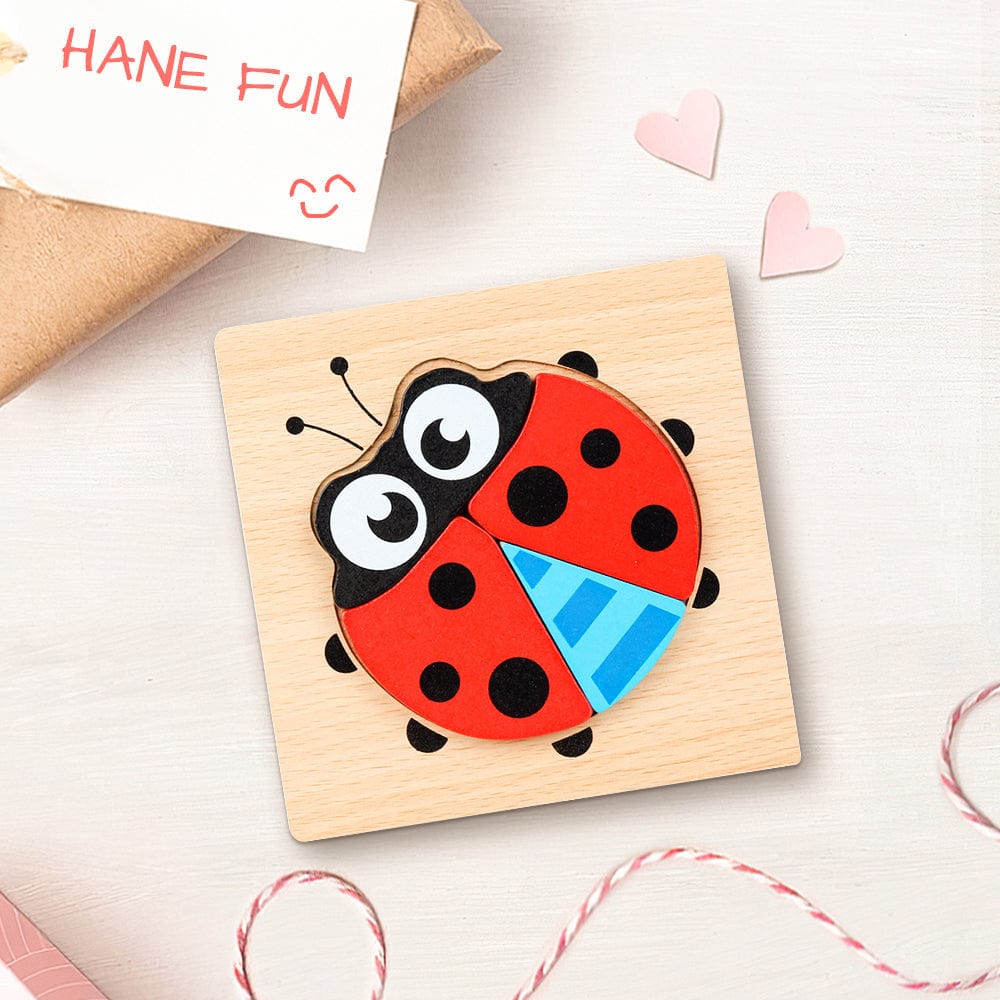 Wooden 3D Jigsaw Puzzle Ladybug Shape Puzzles Educational Learning Montessori Toys for Toddlers