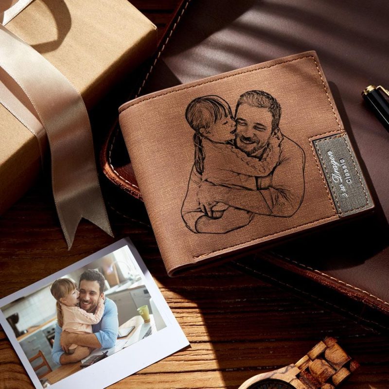 GiftLAB Custom Wallets Personalized Photo Wallet Birthday Gifts For Dad