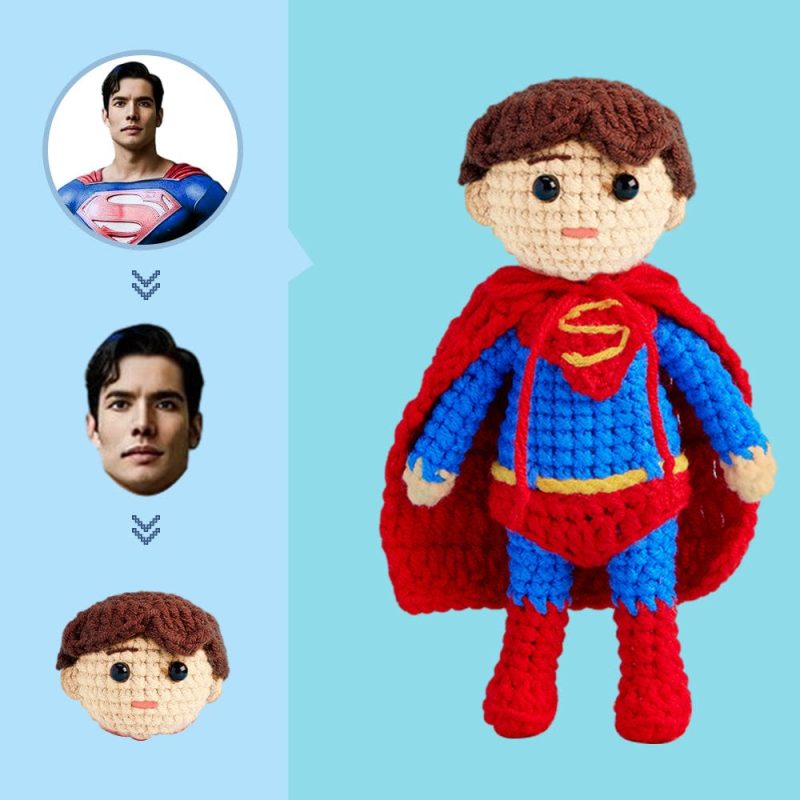 Custom Face Crochet Doll Personalized Gifts Handwoven Mini Dolls – Superman