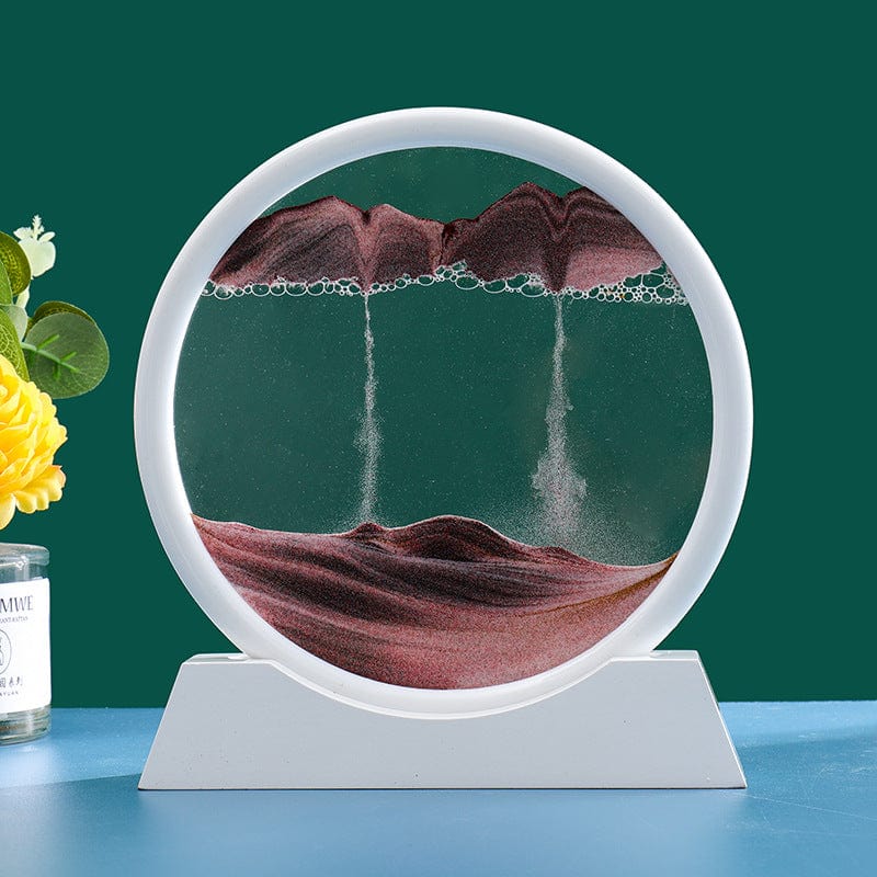 Round Deep Sea Moving Sand Art With Base Gift for Her Anniversary Gift-Brown