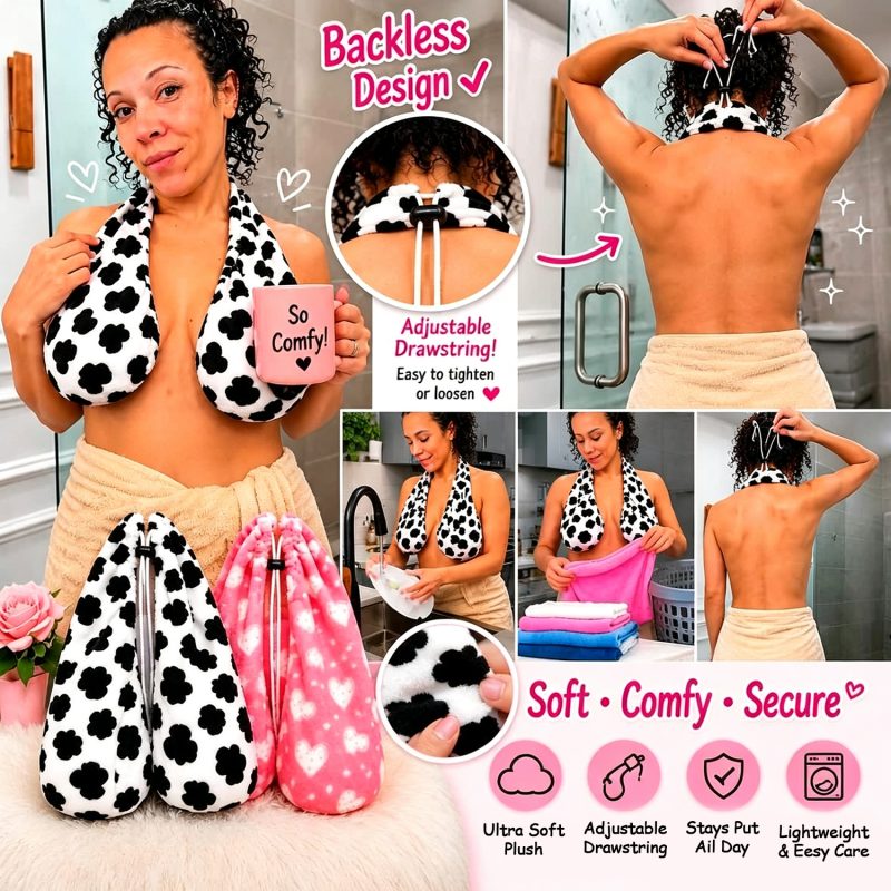 Coral Fleece Hanging-Neck Strapless Bath Wrap – A Soft Bath Wrap and Thoughtful Gift for Her