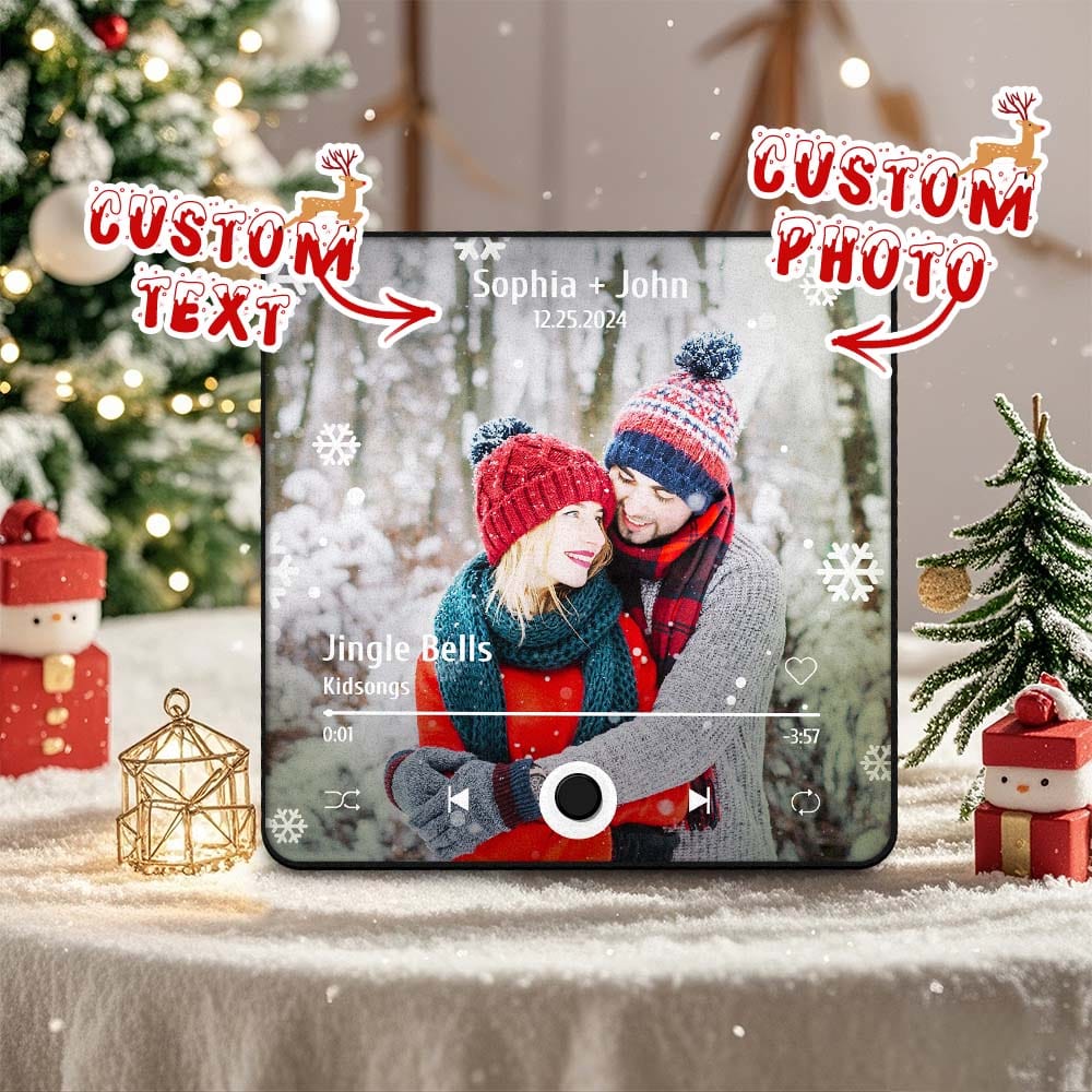 Customized Music Fridge Magnet Personalized Snowflakes Fridge Magnet With Photo for Christmas Gift