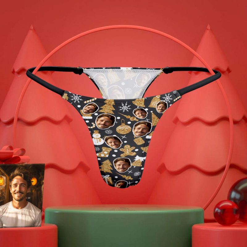 Custom Face Women’s Tanga Thong Christmas Gift for Her