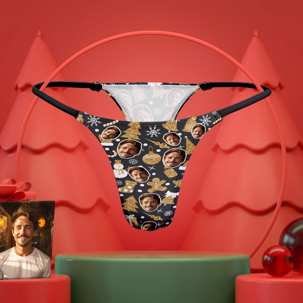 Custom Face Women's Tanga Thong Christmas Gift for Her