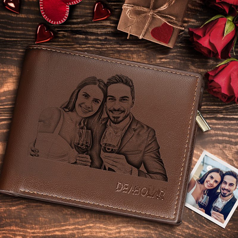 Gifts For Boyfriend Photo Wallets Custom Engraved Wallet Mens Wallet