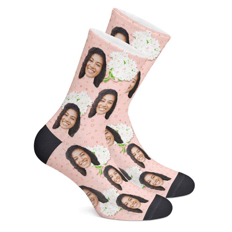 Flowers Socks with Face Custom Socks Christmas Gift For Girlfriend
