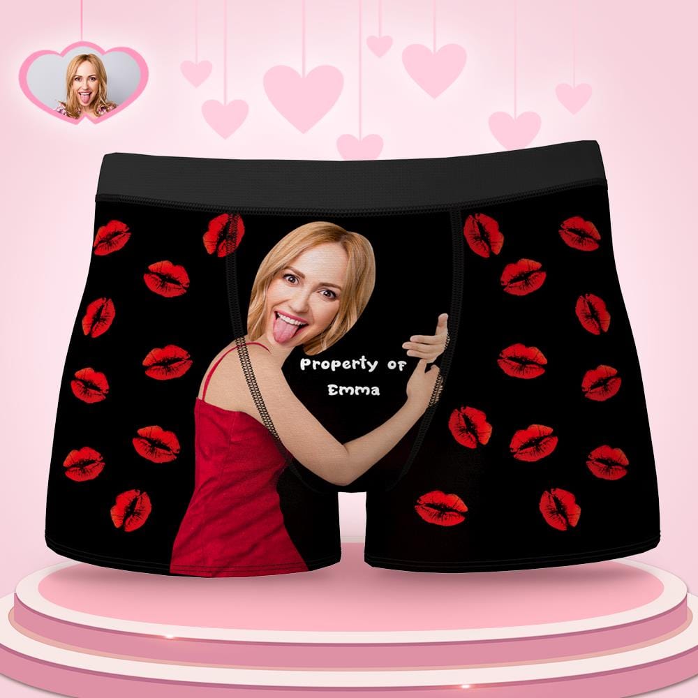 Personalized Love Hug Property Of Name Boxers Custom Face Boxers Gift For Him
