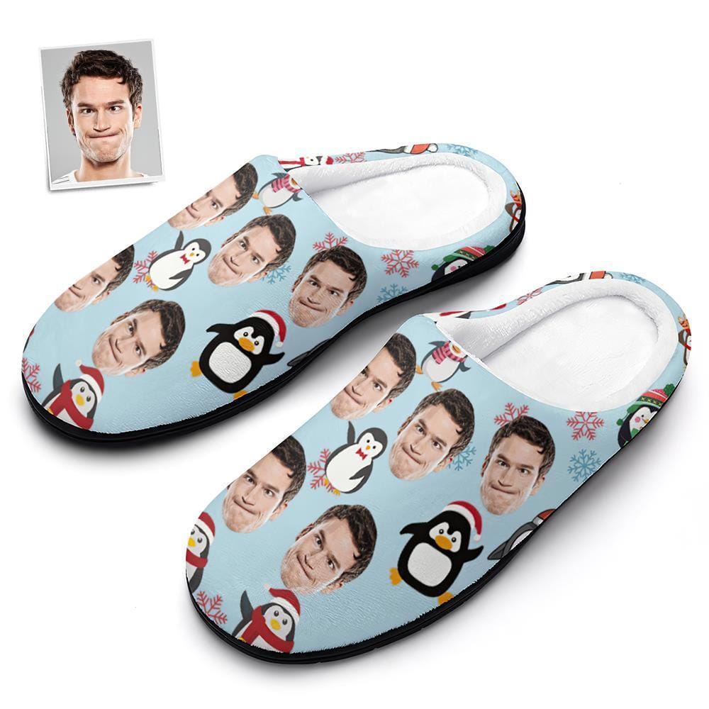 Custom Christmas Penguins Cotton Slippers Gifts for Friend
