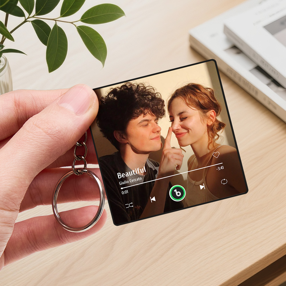 Personalized Photo Music Key Chain Music Box Bag Charm That Plays Music Without Cell Phone Anniversary GiftsUS - Image 2